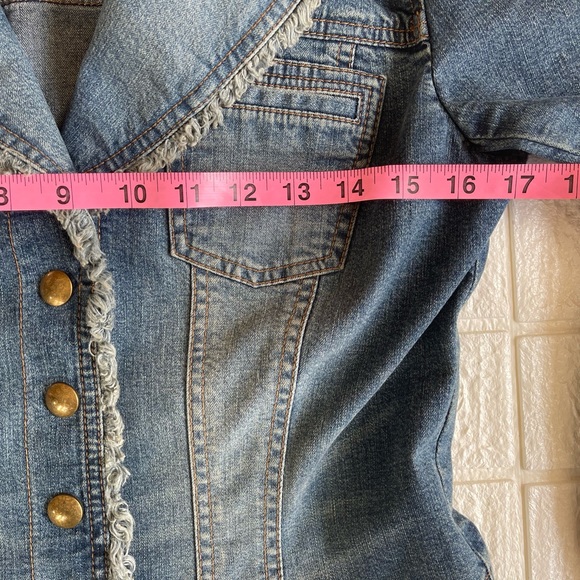 Classiques Entier Women’s Small Denim Raw Hem Snap Denim Blazer Jacket - Picture 14 of 15